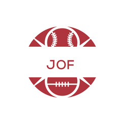 JQF Minimal Sports Logo. JQF Design with Baseball and Football Icon. JQF Modern Athletic Badge Template for Sports Brand or Team Identity
