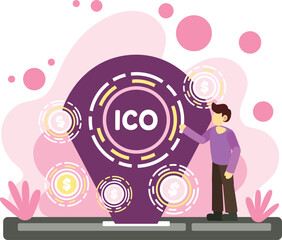 Initial coin offering digital finance illustration