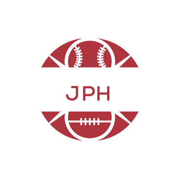 JPH Minimal Sports Logo. JPH Design with Baseball and Football Icon. JPH Modern Athletic Badge Template for Sports Brand or Team Identity.
