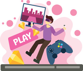 Virtual reality gaming experience illustration