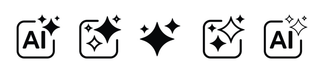 Ai generate icon set. Set of ai generate, digital technology and artificial intelligence symbol icon - Stock Vector