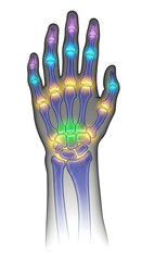 Naklejka premium An illustration of a detailed, vibrant anatomical representation of a hand. 