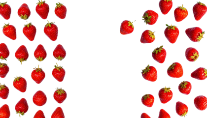 Fresh strawberry diagonal composition bundle isolated on transparent background