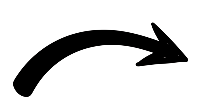 Hand drawn arrow isolated on transparent background pointing to the right side - Powered by Adobe