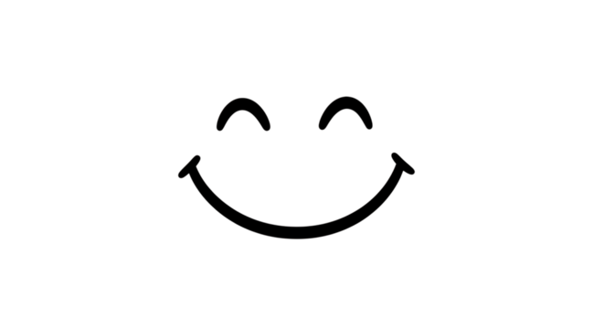 Smiling face isolated on transparent background, simple and minimalist design