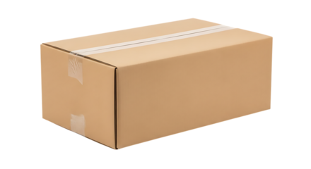 Cardboard box isolated on transparent background, ready for shipping and delivery