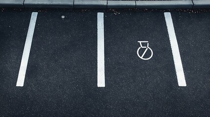 Asphalt Texture with Disabled Parking Symbol Painted Space Stripes TopDown View