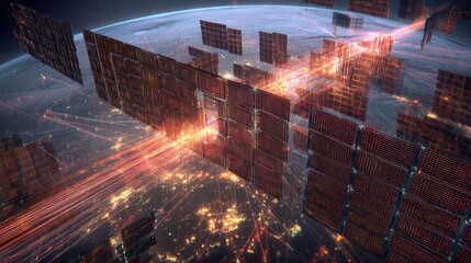 Innovative data transmission event global digital space visual representation high-tech environment futuristic viewpoint connectivity concept