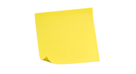 Yellow sticky note isolated on transparent background, perfect for reminders