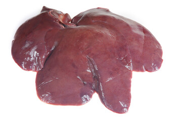 Pig liver on white background