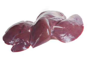 Pig liver on white background