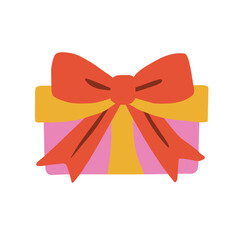 Gift Box in Flat Style for New Year Holiday Celebration