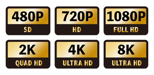 映像の解像度アイコンセット