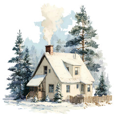 A white house with a chimney and a white fence