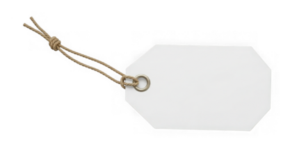 Blank tag with string isolated on transparent background