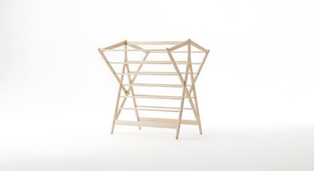 Abstract geometric structure made of wood and rope