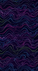 Digital illustration showcases flowing, abstract lines in vibrant neon colors of pink, green, and blue against a dark background, evoking a sense of movement, energy, and visual complexity with...