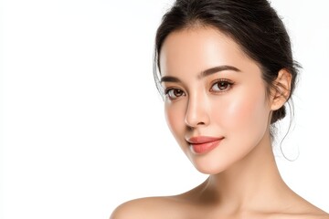 Obraz premium Attractive young Asian female with clear healthy skin Skincare and beauty treatment concepts