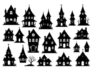 Obraz premium castle vector silhouette illustration of Halloween