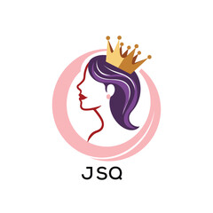 JSQ Beauty Queen Logo Design. JSQ with Crown and Elegant Woman Silhouette | Feminine Luxury. JSQ Brand Identity for Salon, Spa, or Cosmetics.

