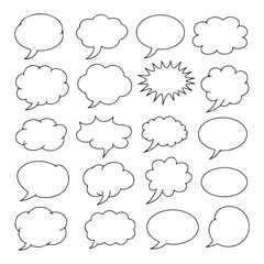 Fototapeta premium Collection of Hand Drawn Speech and Thought Bubbles vector illustration