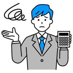 予算オーバーで困るスーツの男性