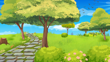 summer landscape with trees