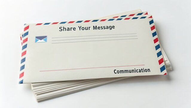 Stack of white envelopes with communication message