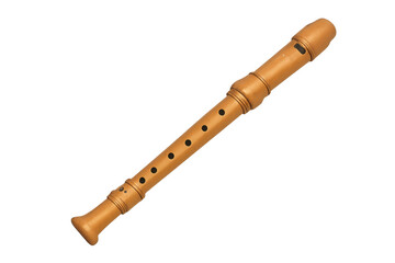 Fototapeta premium Wooden recorder wind instrument on transparent background