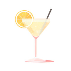 Orange Cocktail Icon – Flat Vector Illustration for Web Design