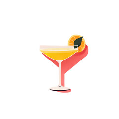 Orange Cocktail Icon – Flat Vector Illustration for Web Design