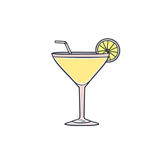 Orange Cocktail Icon – Flat Vector Illustration for Web Design