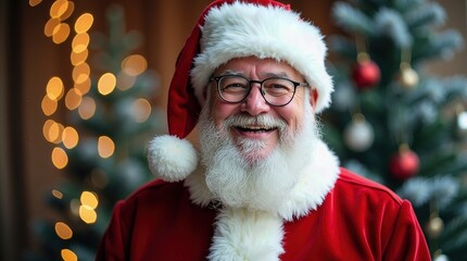 Joyful Santa Claus in a Snowy Christmas Setting