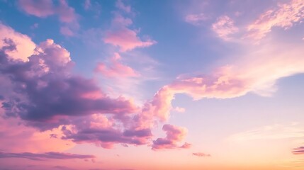 Sky at Sunset Beautiful Clouds with Pink, Purple, Blue, and Orange Hues