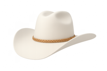 Classic Cowboy Hat: A pristine cowboy hat, its elegant form and detailed construction embody the spirit of the frontier and Western heritage.