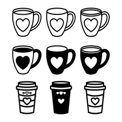 A collection of juice, beer and cup icon sets suitable for use as cafe and beverage vendor logos.