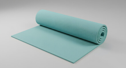 Rolled Yoga Mat on White Background