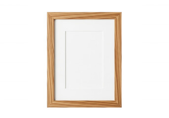 Wooden framed empty white mat isolated on a transparent background