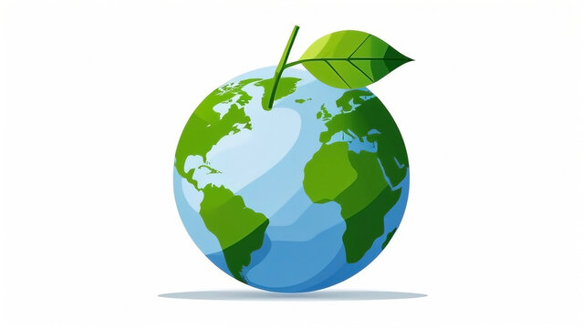 Eco-friendly globe with a sprouting green leaf symbolizing environmental care and sustainability
