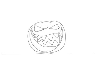Pumpkin line continuous drawing vector. One line art of Pumpkin. Happy thanksgiving concept. Editable outline.