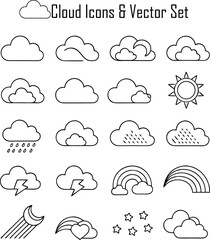 Obraz premium Cloud Icons & Vector set