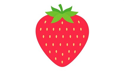 Red heart-shaped strawberry with green leaves