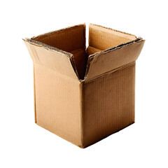 Empty cardboard box on transparent background for commercial use