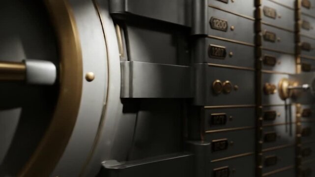 Bank vault safe deposit boxes security financial concept metal lockers
