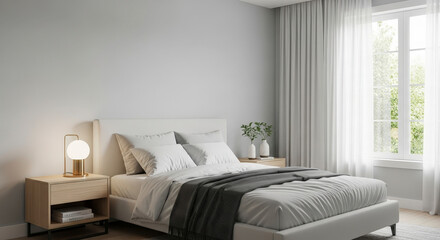 Serene Bedroom Retreat With Natural Light and Plush Comfort