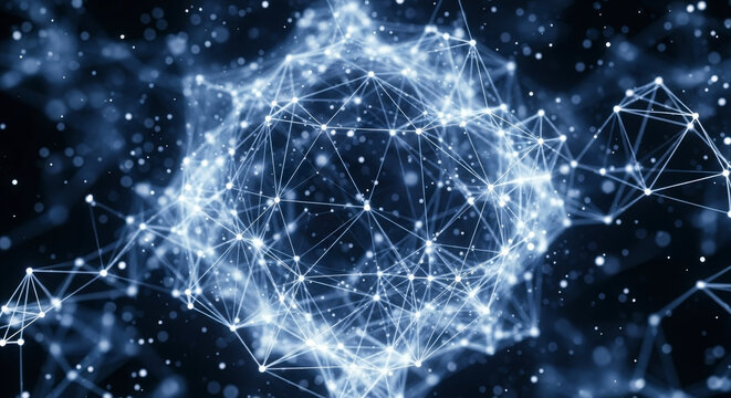 Abstract Network Structure Illustrating Complex Connections and Digital Data Flow