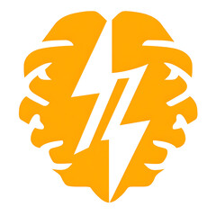 Abstract brain and lightning bolt concept creative idea and innovation