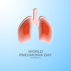 World pneumonia day banner November 12 with lung papercut style 