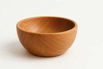 Minimal wooden bowl isolated on white background – natural handmade kitchenware design.