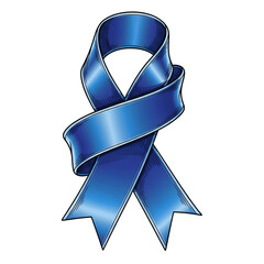 Illustration of a Blue Ribbon Symbol with Shading Details
